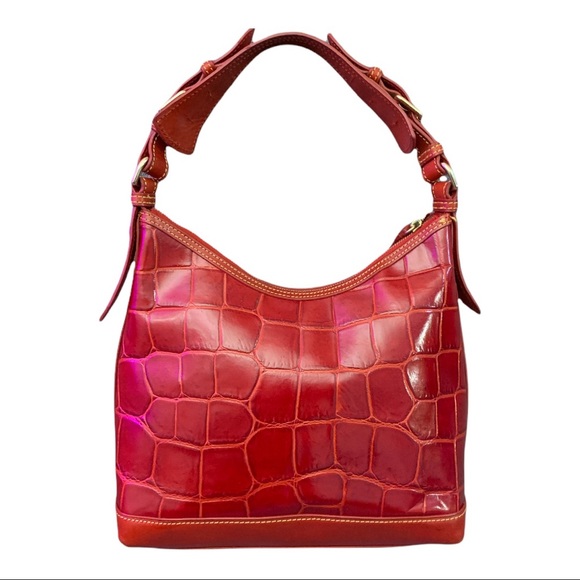 EUC  Dooney & Bourke Red Croc-embossed Leather - Picture 4 of 7